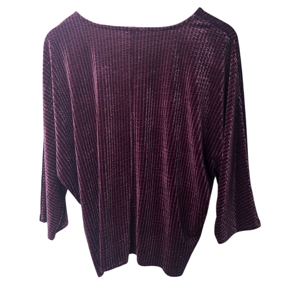 J.Jill Wearever Collection Pullover Blouse Top Velour Burgundy Contemporary - Picture 4 of 7